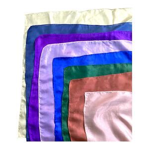 Set of 8 Vintage 50s square Handkerchief Silk Scarves in multicolors